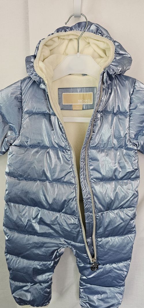 Michael Kors Baby Blue Hooded Puffer Snowsuit Full Zip Lined Padded 3-6M — image 6