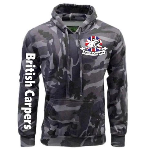 British Carpers Carp Fishing Hoodie Camo  Angling Fishing Pullover Jumper