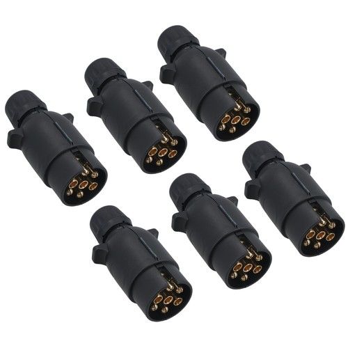 12N 7 Pin Plug Plastic Car Trailer Caravan Electrical Wiring Light Connector 6pc