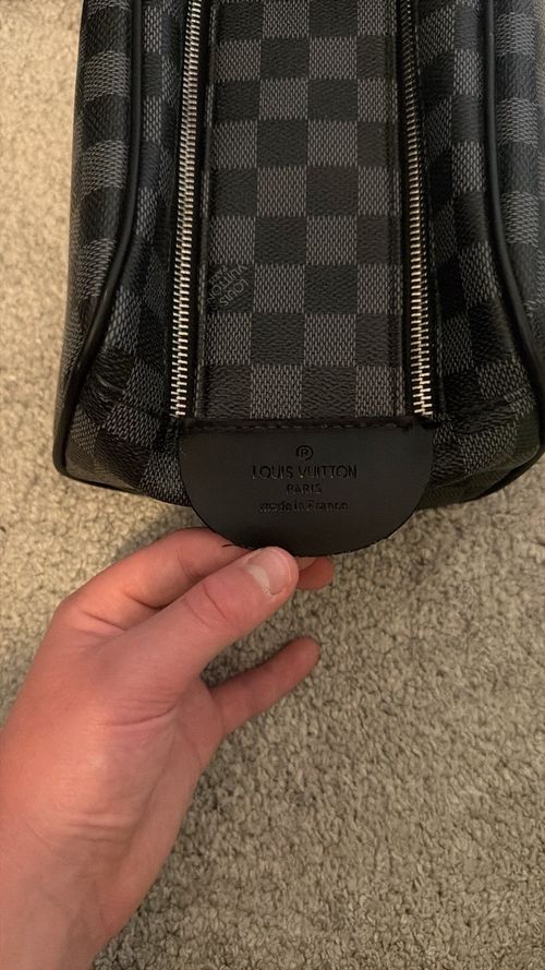 Louis Vuitton Damier Graphite Check Leather Zip Toiletry Bag Pouch Handle — image 2
