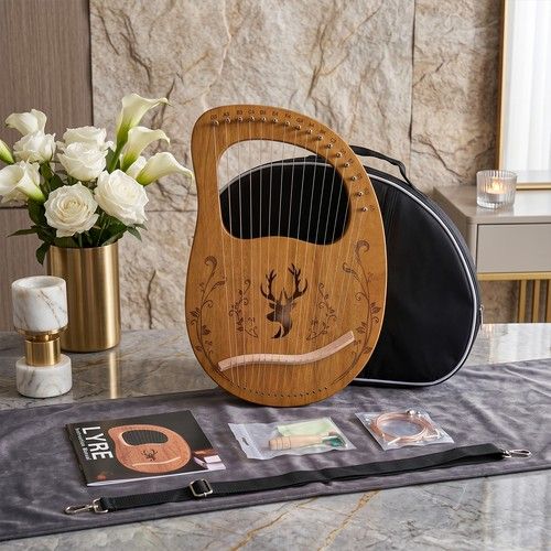 16 String Wooden Lyre Harp Beginner Musical Instrument With Full Accessories
