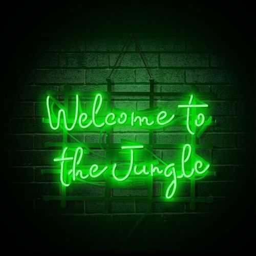 Welcome To The Jungle Green Neon Sign Light Lamp Glass Wall Decor Art 20"x16"