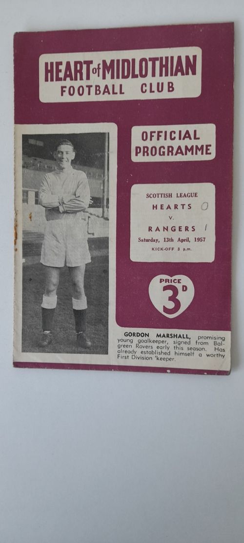 Hearts v Rangers 13 April 1957 Programme Scottish League — image 1