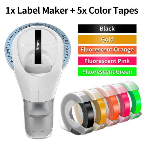 3D Dymo Omega Embossing Label Maker with 6PK Label Tape 9mm Dymo Junior Embosser