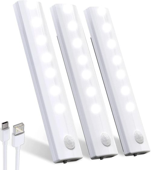 3 Pcs Under Cupboard Kitchen Lights, Motion Sensor Under Cabinet Lights Wireless — image 1