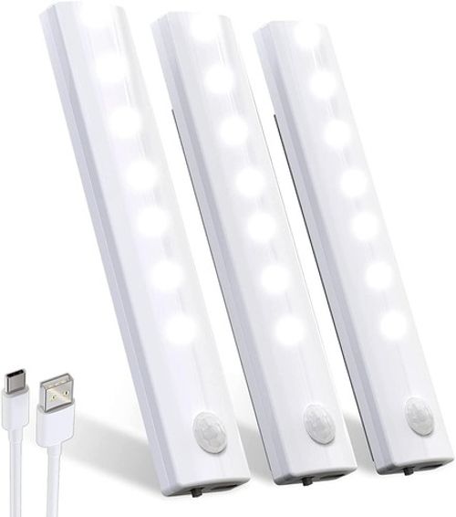 3 Pcs Under Cupboard Kitchen Lights, Motion Sensor Under Cabinet Lights Wireless