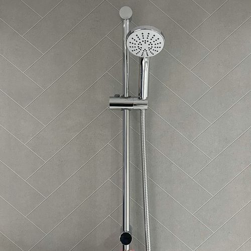 Stone Grey Chevron 1000mm PVC Shower Wall Panels 1m x 2.4m Bathroom Cladding — image 2