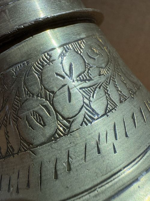 Vintage Brass Bell Medium Size No Clanger Etched Solid Brass — image 8