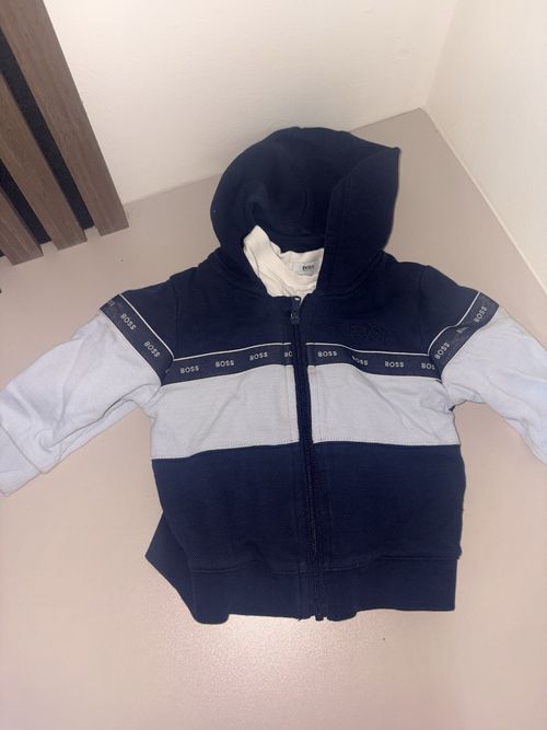 BOSS White Logo Pattern Long Sleeve Crew Neck Tracksuit, Unisex 6-9 Months — image 4