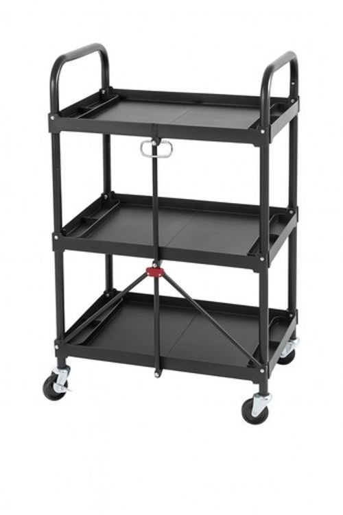 3-Tier Folding Tool Trolley on Wheels 150LB (Storage Utility Kitchen Cart)