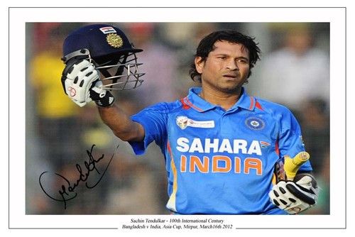 SACHIN TENDULKAR 100TH CENTURY INDIA CRICKET SIGNED AUTOGRAPH PHOTO PRINT