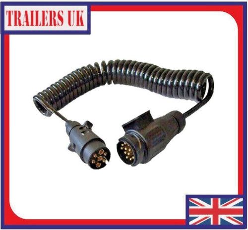Trailer Extension Lead Suzi Curly Cable 2.5m Long 7 Pin Male to 13 Pin Male