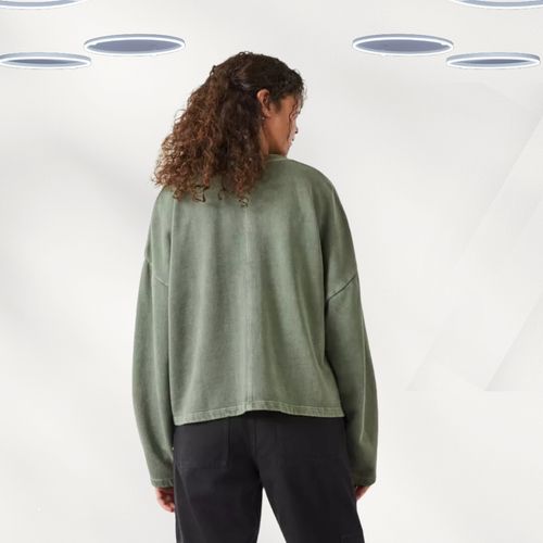 Ex Hush Women's Sweatshirt Green Long Sleeve Seam Detail Cotton (Defect) — image 4