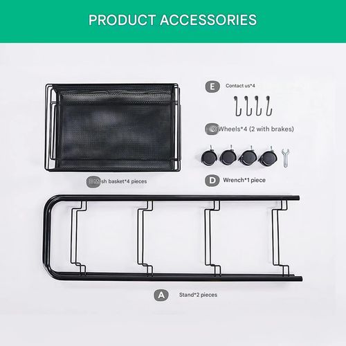 4 Tier Storage Trolley Cart on Wheels Kitchen Bathroom Laundry Narrow Space Rack — image 8