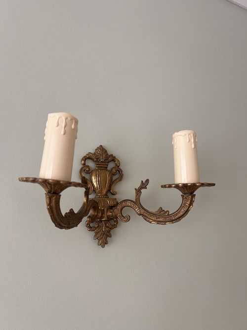 Vintage Brass Pair Ornate Antique Style Wall Sconce By Bronceart Torrent 2 Arm  — image 8