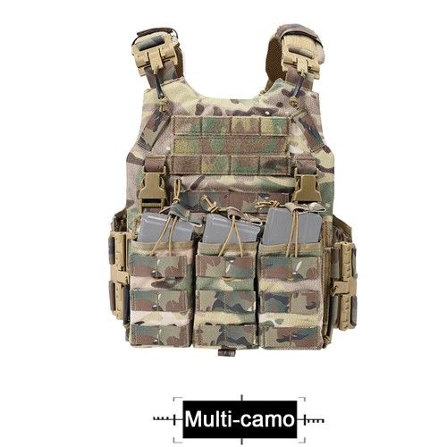 Tactical Camo Vest Quick Release Molle Airsoft Combat Plate Carrier Mag Pouch