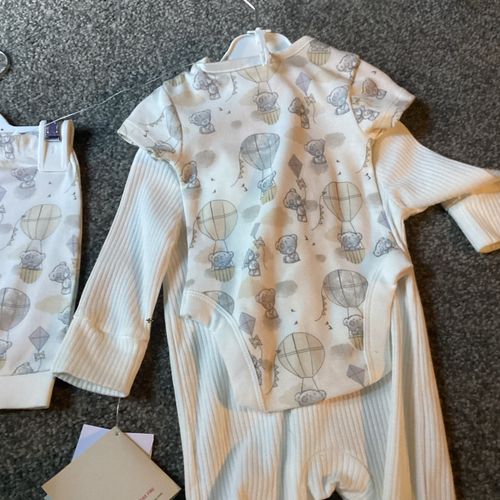 Tiny Tatty Teddy 3pc Cotton Ribbed Footed Outfit Set Bodysuit Trousers Bib — image 4
