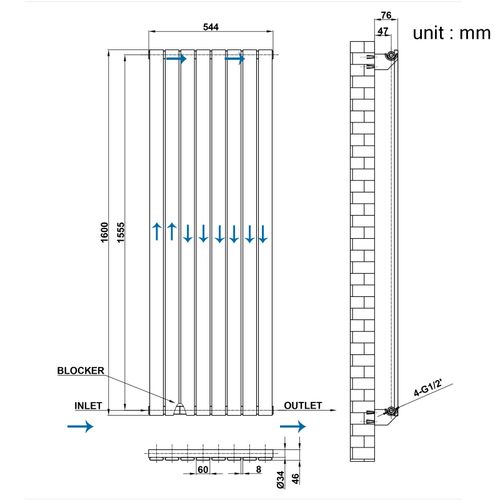 Designer Horizontal Vertical Flat Panel Radiator Single Double Central Heating — image 5
