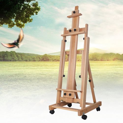 Large Studio H-Frame Easel Painting Floor Beech Wood Adjustable Pro Artist Easel — image 2