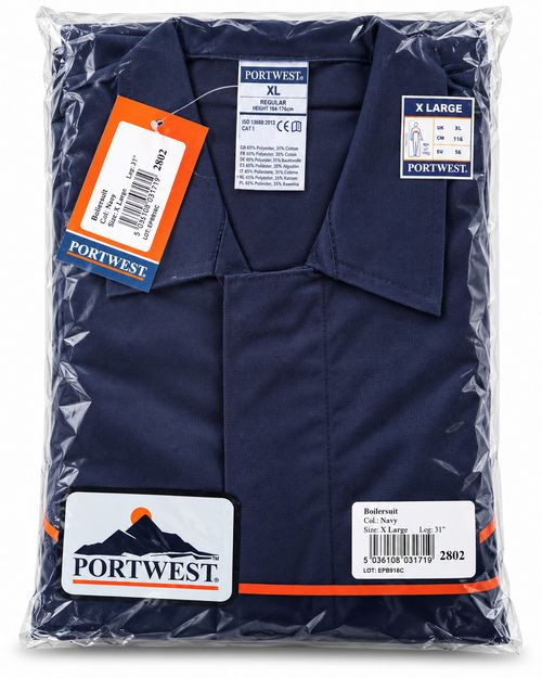 Portwest 2802 Standard Boilersuit – Navy – XL — image 1