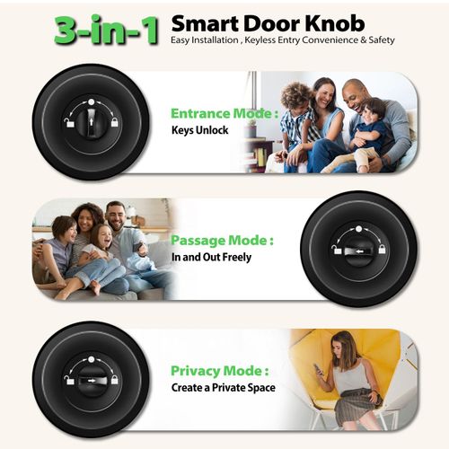 US Smart Door Knob Fingerprint Door Lock APP Control Biometric Key Keyless Entry — image 7