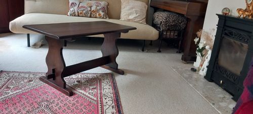 OAK REFECTORY TABLE - coffee table size.  Genuine antique — image 3