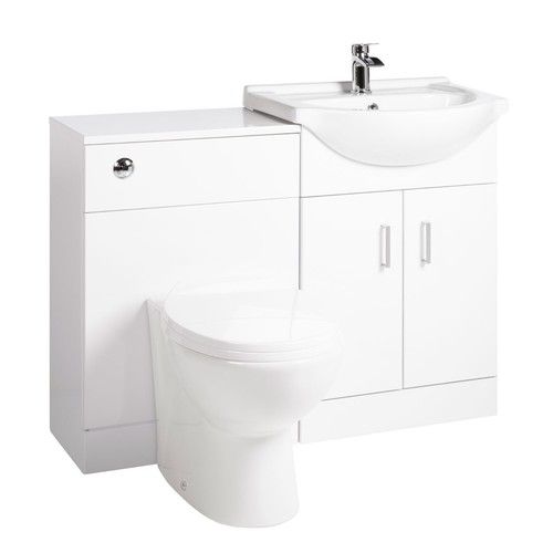 Nuie Mayford 1050mm Basin Vanity Sink Unit & Back to Wall Toilet White Bathroom