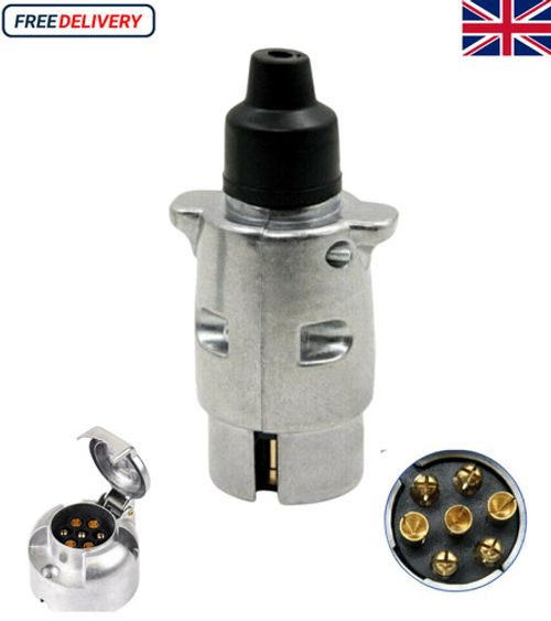 7 pin 12V N Type Metal Aluminium Socket And Plug Set Trailer Caravan Tow Bar