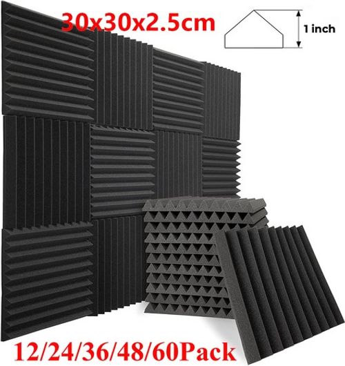 12-60x Thick Acoustic Foam Panel T=5/2.5CM Wall Tiles Record Studio Sound Proof