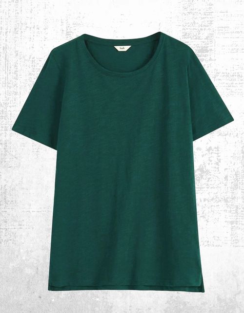 Womens HUSH Short Sleeve Scoop Neck Cotton Slub Jersey T-Shirt Green — image 4