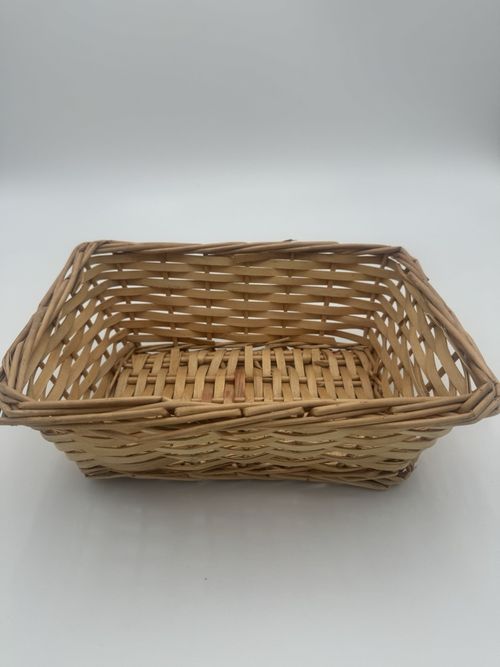 Rectangular Woven Wicker Storage Basket Natural Wood Decorative Tray 11" x 4.9" — image 6