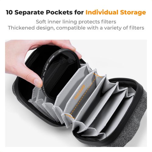 K&F CONCEPT 10 in 1 Lens Filter Case, Hard Shell Camera Filter Pouch Up to 95mm — image 2