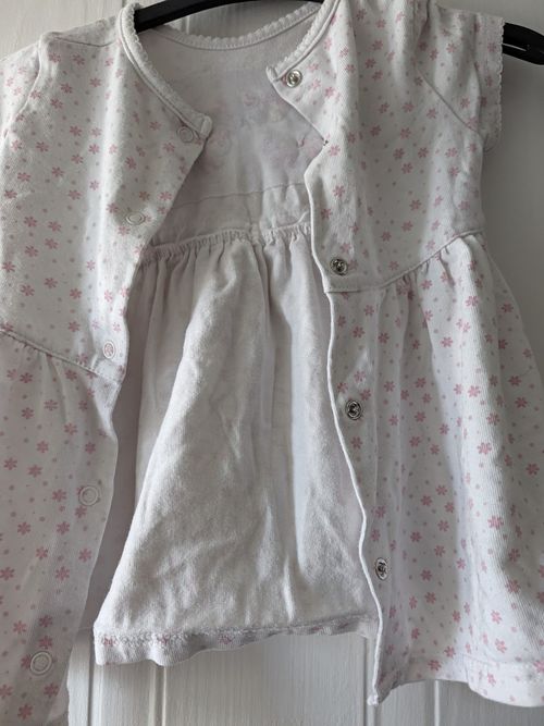 COCO Girls White/Pink Floral Bunny Embroidered Bow Cotton Dress 18-24M — image 9