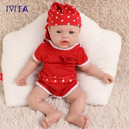 IVITA 17"Cute Baby Girl Full Body Silicone Doll Lifelike Reborn Baby Xmas Gifts — image 4
