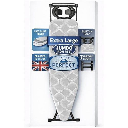 122 x 38cm Folding Ironing Board Jumbo Iron Rest 6 Adjustable Height Foldable