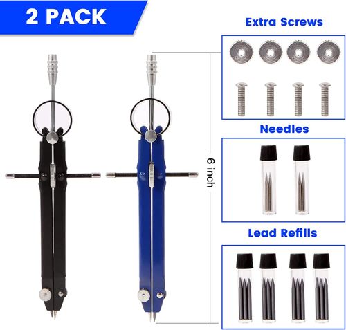 2 pcs Metal Compass for Geometry Math Drafting Circle Compass Drawing Tools — image 4