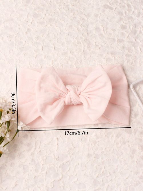 3pcs Baby Girls Bow Headbands Soft Nylon Elastic Hair Bands Solid Colour Hair — image 4