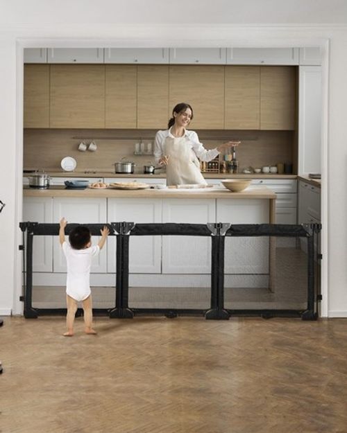 Extra Wide Baby Gate 210cm Foldable Safety Barrier Kids Pet Playpen Fence
