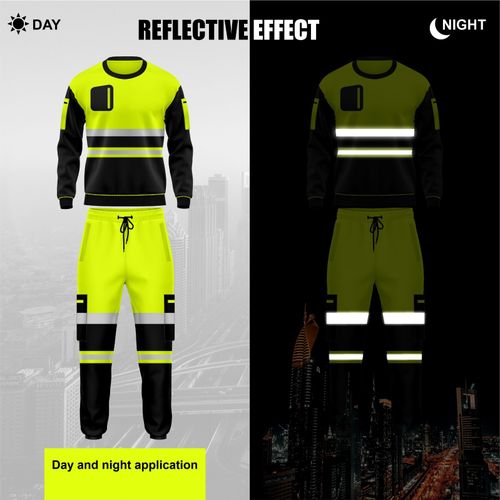 HI VIZ VIS SWEATSHIRT SUIT FLEECE VISIBILITY REFLECTIVE WORKWEAR TROUSER SET — image 6