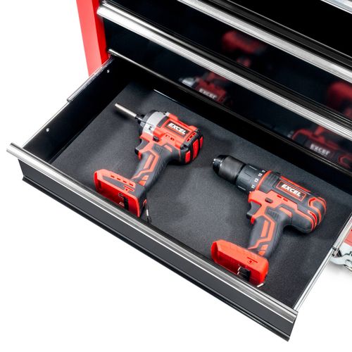 Excel 14 Drawer Top Chest Roller Cabinet & Tool Chest with Tool Tray Black/Red — image 5