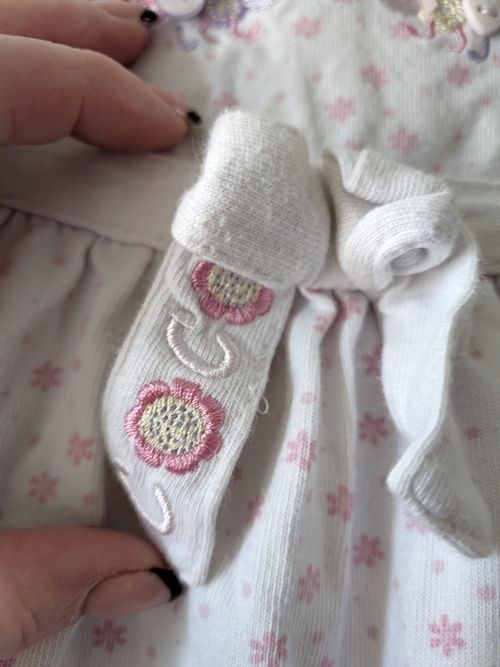 COCO Girls White/Pink Floral Bunny Embroidered Bow Cotton Dress 18-24M — image 4