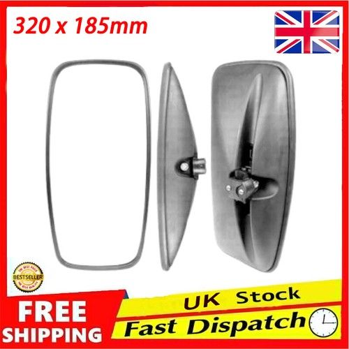 Universal Mirror Head & Glass 320 x 185mm Tractor Lorry Digger for JCB Bus Wing