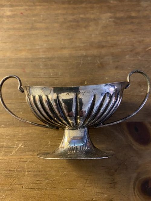  Vintage Silver Plated Two‑Handled Fluted Trophy Bowl