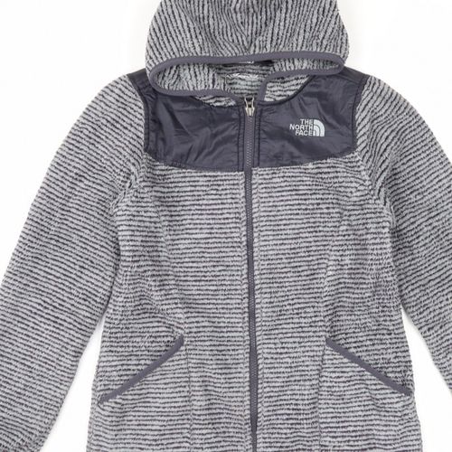 The North Face Girls Basic Jacket Size 14-15 Years Grey Striped Mid-Length Zip — image 8