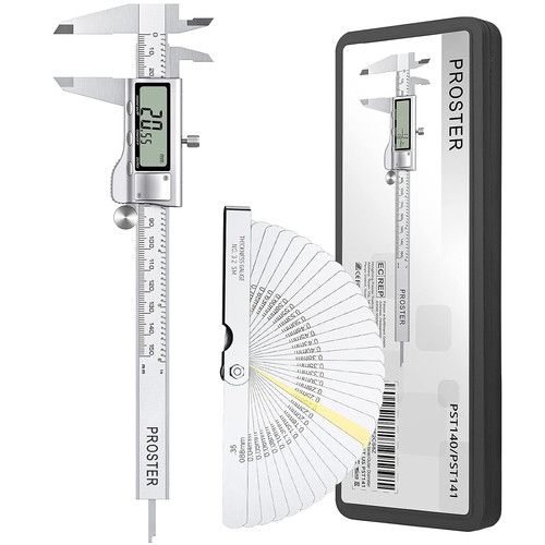 Proster Vernier Caliper Kit 150Mm/6Inch Digital Vernier Caliper with Feeler Tool