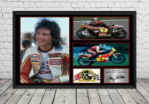 Barry Sheene Signed Photo Print Autographed Moto GP Memorabilia