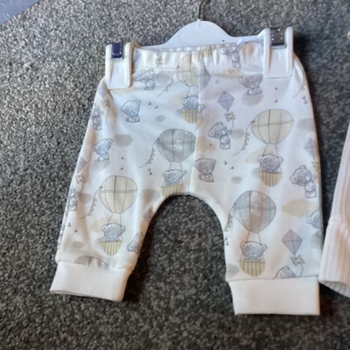 Tiny Tatty Teddy 3pc Cotton Ribbed Footed Outfit Set Bodysuit Trousers Bib — image 3