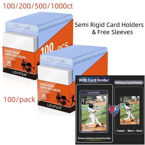 100/200/500/1000CT Semi-Rigid Card Holders & Sleeves For Pokémon PSA 35pt Cards