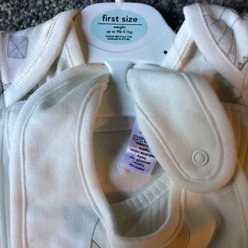 Tiny Tatty Teddy 3pc Cotton Ribbed Footed Outfit Set Bodysuit Trousers Bib — image 5