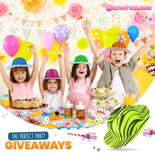 Neon Gangster Hats Party Fancy Dress Animal Print Hat 12 Pack Leopard Zebra — image 3